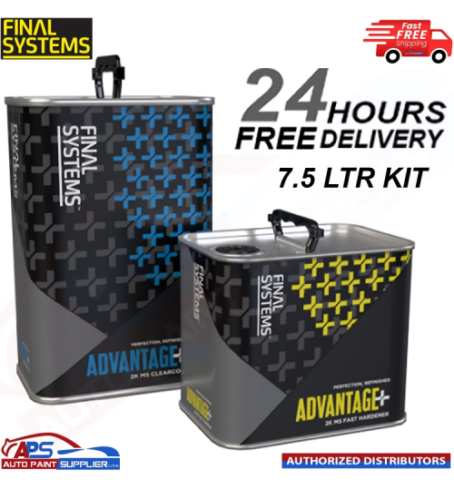 FINAL SYSTEMS ADVANTAGE+ 2K MS CLEAR COAT LACQUER KIT 7.5L - 2K MS FAST HARDENER
